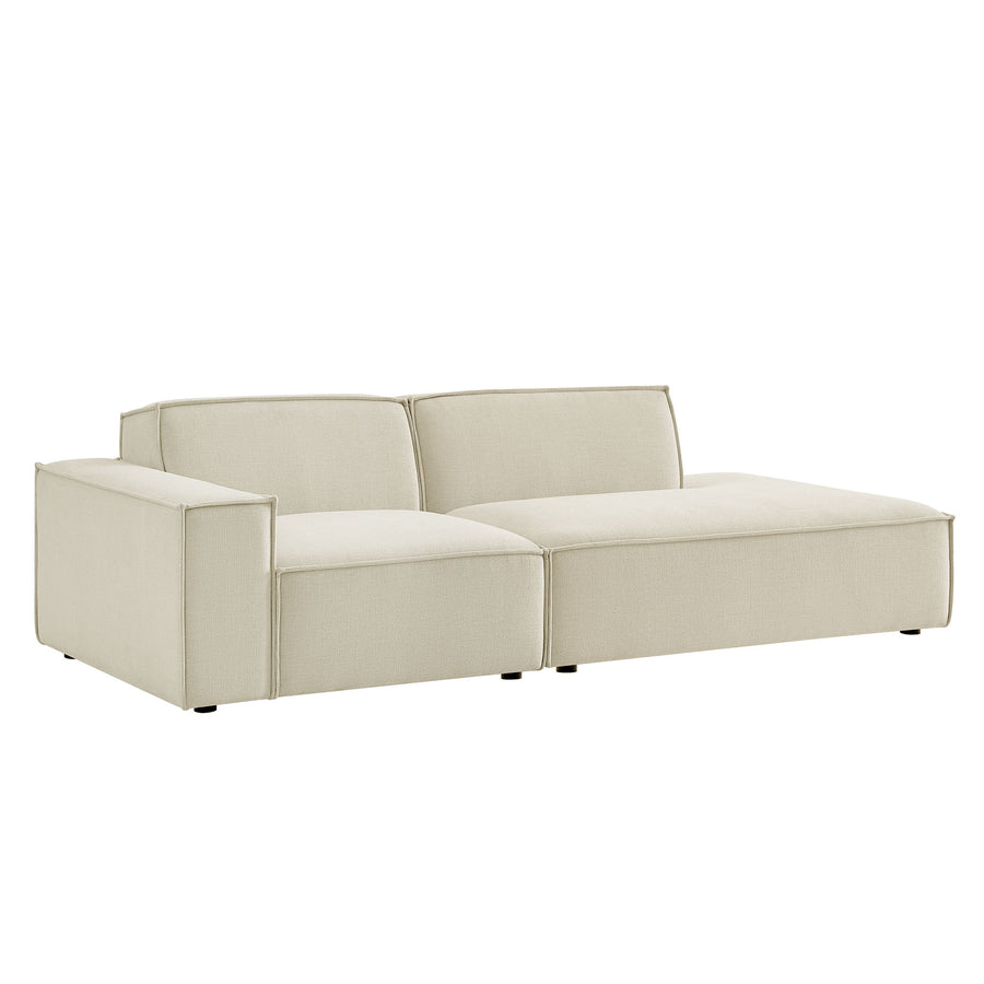 Atlas 2-Piece Performance Fabric Upholstered Modular Loveseat in Ecru