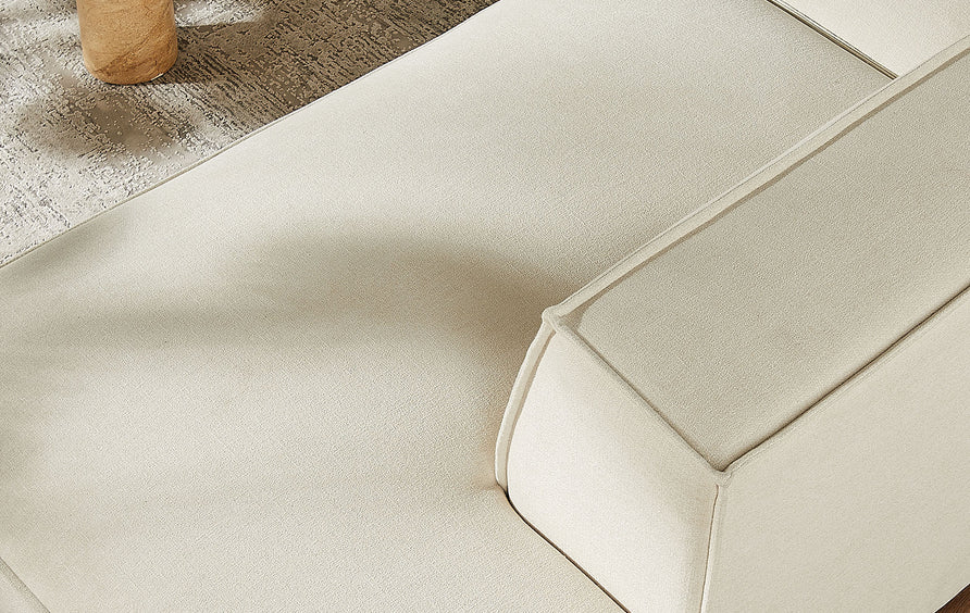 Atlas 2-Piece Performance Fabric Upholstered Modular Loveseat in Ecru