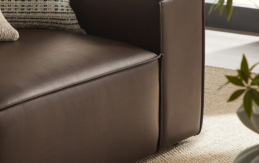 Atlas 2-Piece Vegan Leather Modular Loveseat in Espresso