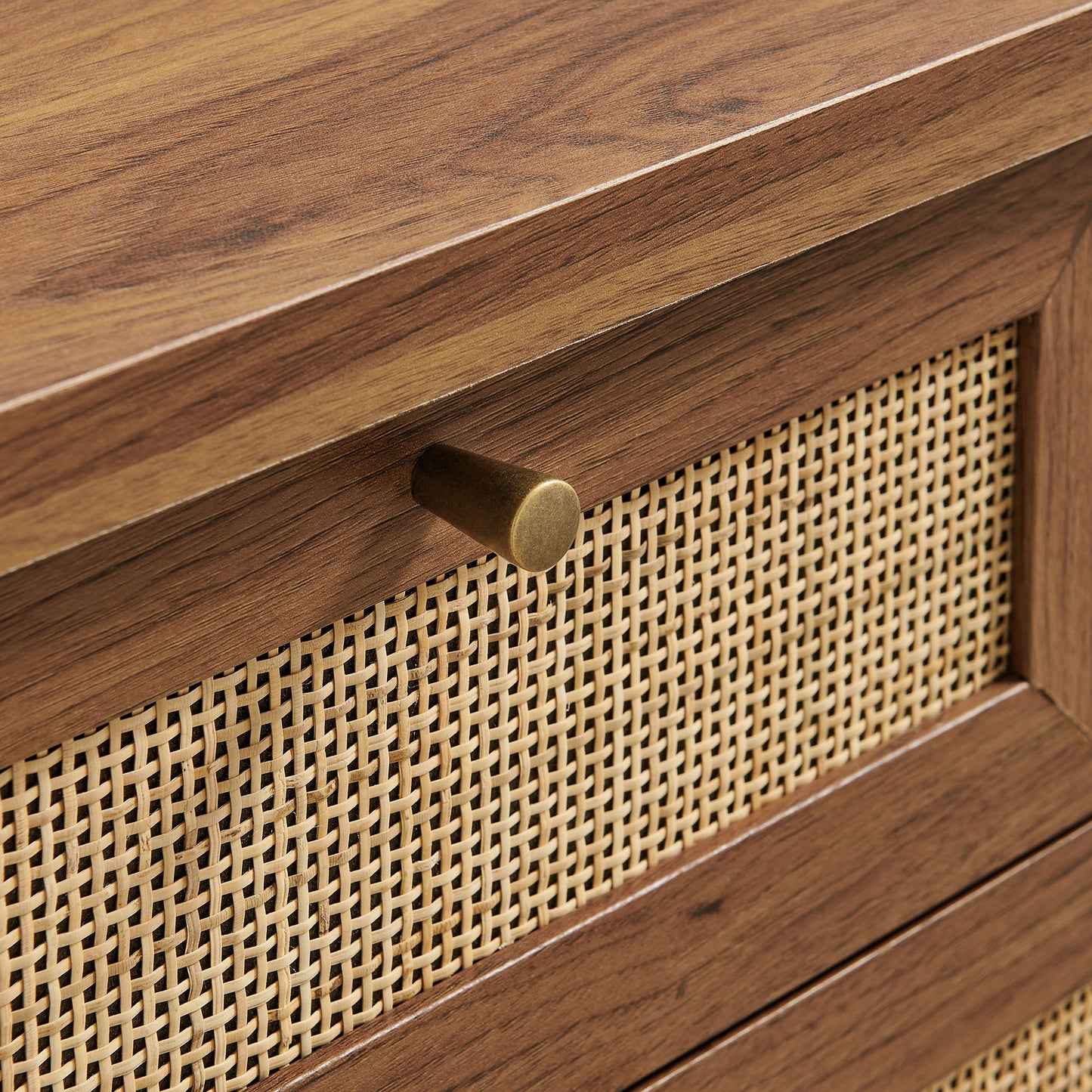 Wren 62 Inch Rattan Console Table in Walnut
