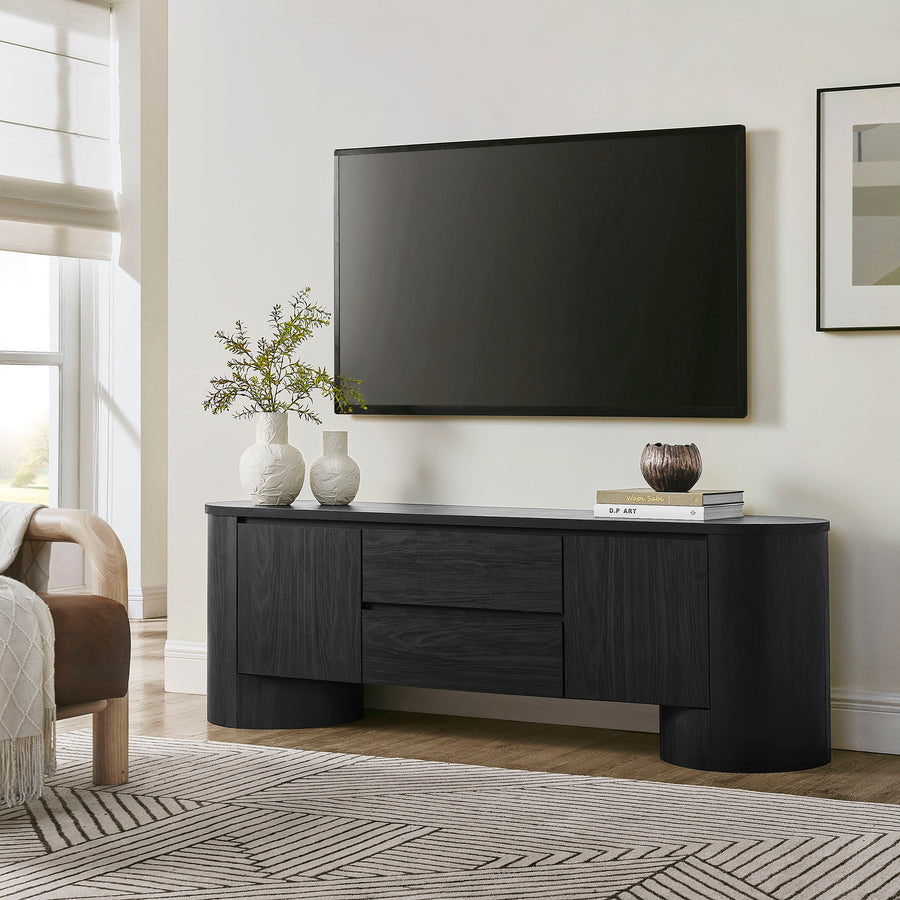 Laurel 71 Inch Oval TV Cabinet in Black