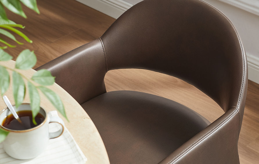 Quartz Vegan Leather Dining Armchair in Espresso