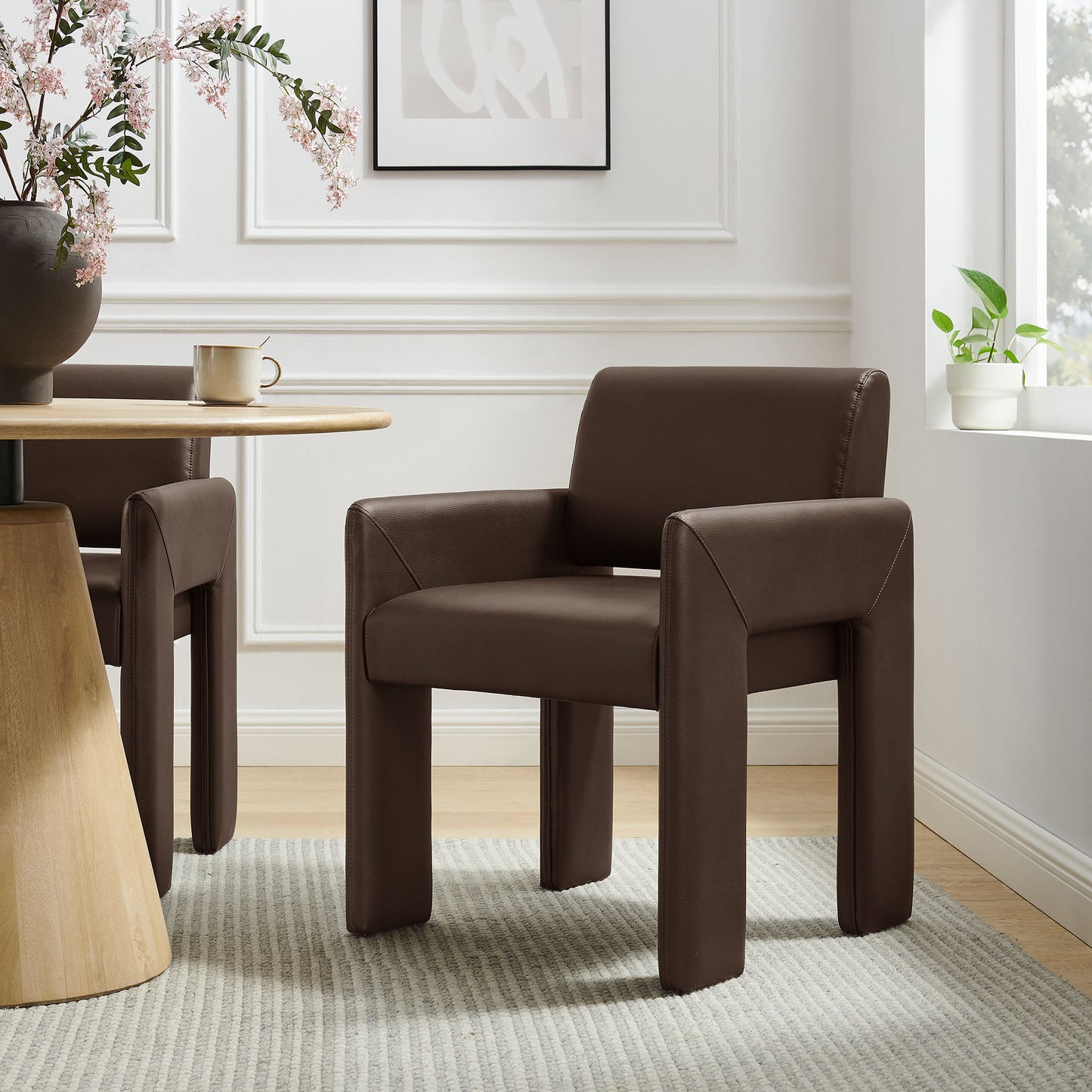 Myrtle Vegan Leather Dining Armchair in Espresso