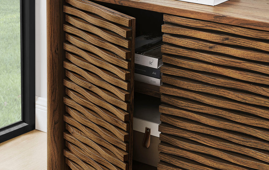 Sol Wave Accent Cabinet in Walnut