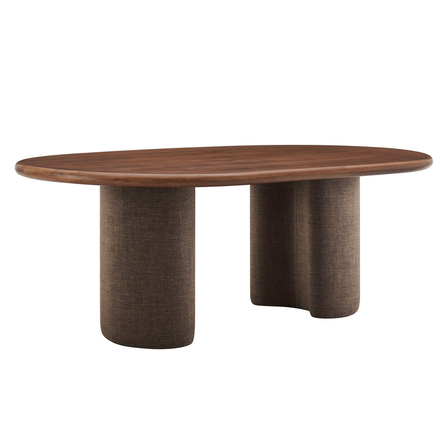 Quenby 84 Inch Mango Wood Oval Dining Table in Walnut