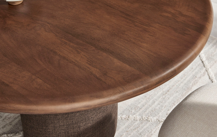 Quenby 84 Inch Mango Wood Oval Dining Table in Walnut
