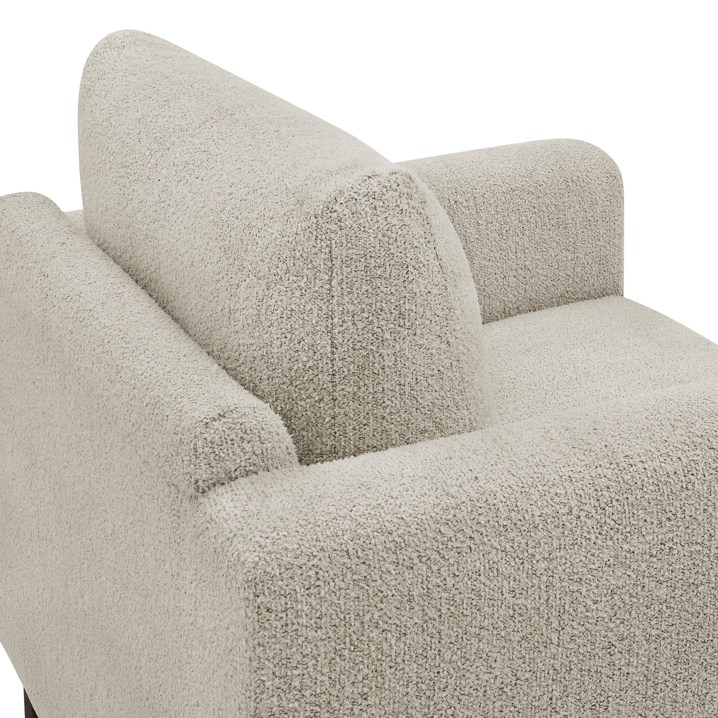 Vetiver Boucle Fabric Accent Armchair in Parchment Espresso