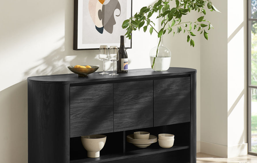 Laurel 62 Inch Oval Sideboard in Black