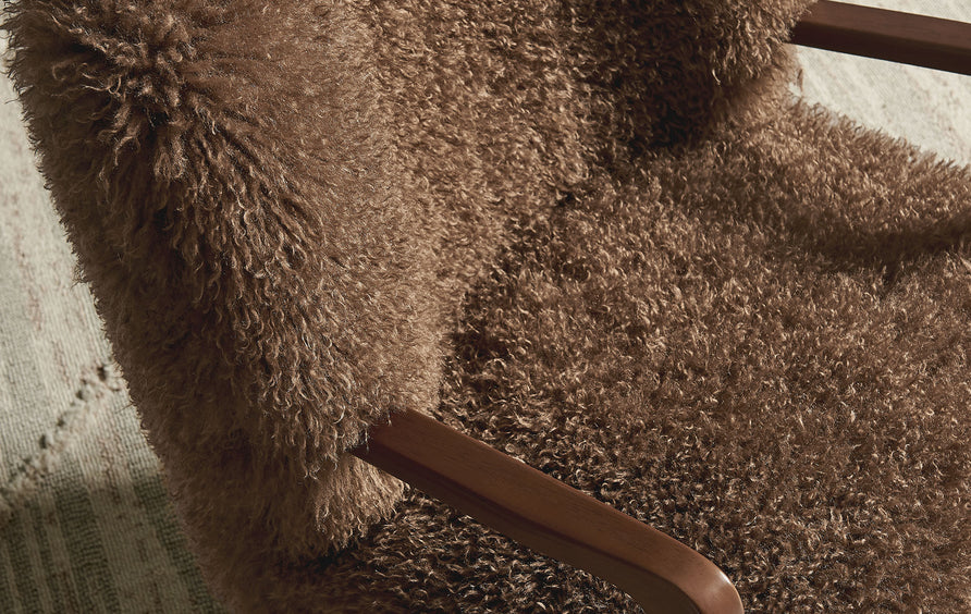 Halsa Faux Shearling Accent Armchair in Brown