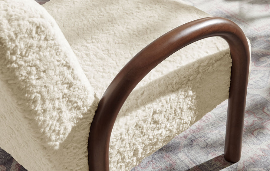 Gareth Faux Shearling Accent Armchair in Ecru