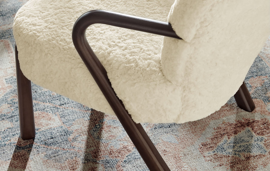Levante Faux Shearling Accent Armchair in Ecru