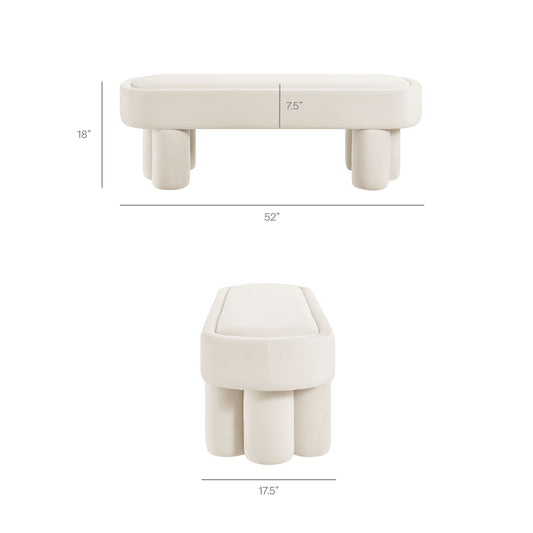 Mossi Oval Performance Velvet Accent Bench by Furniture for America