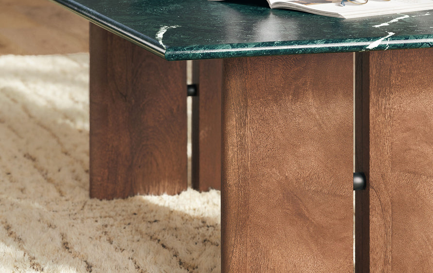 Ember Marble Coffee Table in Walnut Green Marble