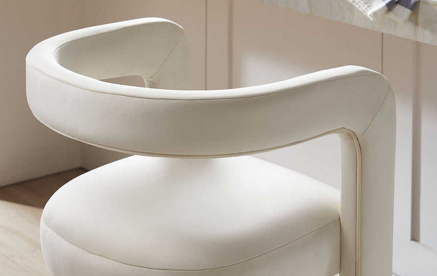 Sepia Performance Velvet Bar Stool Set of 2 in Alabaster