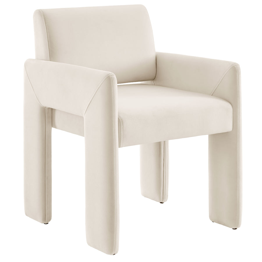 Myrtle Stain-Resistant Performance Velvet Dining Armchair in Alabaster