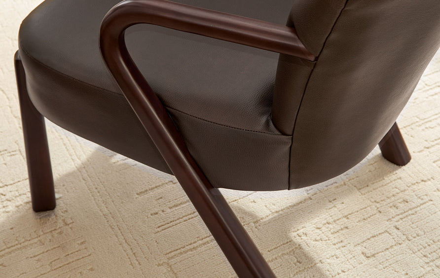 Levante Faux Leather Upholstered Accent Armchair in Espresso