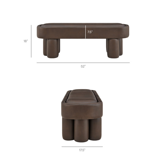 Mossi 52-Inch Oval Vegan Leather Bench by Furniture for America