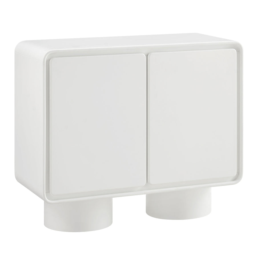Cassia 2-Door Curved Wood Accent Cabinet in White