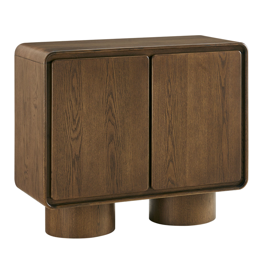 Cassia 2-Door Curved Wood Accent Cabinet in Walnut