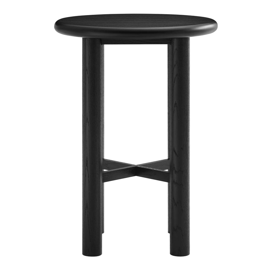 Wells Round 30" Oak Wood Bar Table in Black