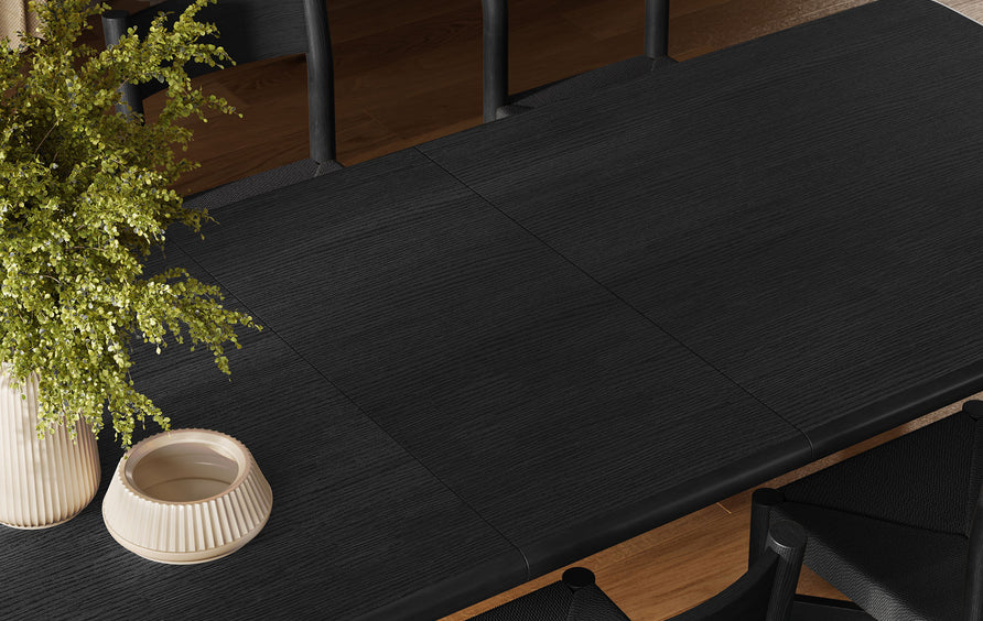 Wells 9-Piece Oak Wood Extendable Dining Table and Chairs Set in Black