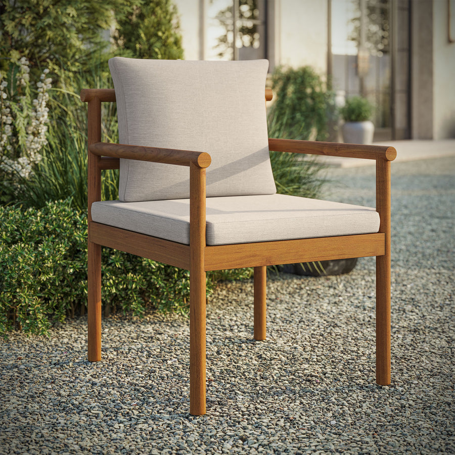 Lyric Outdoor Patio Teak Wood Rope Dining Chair in Natural Sail