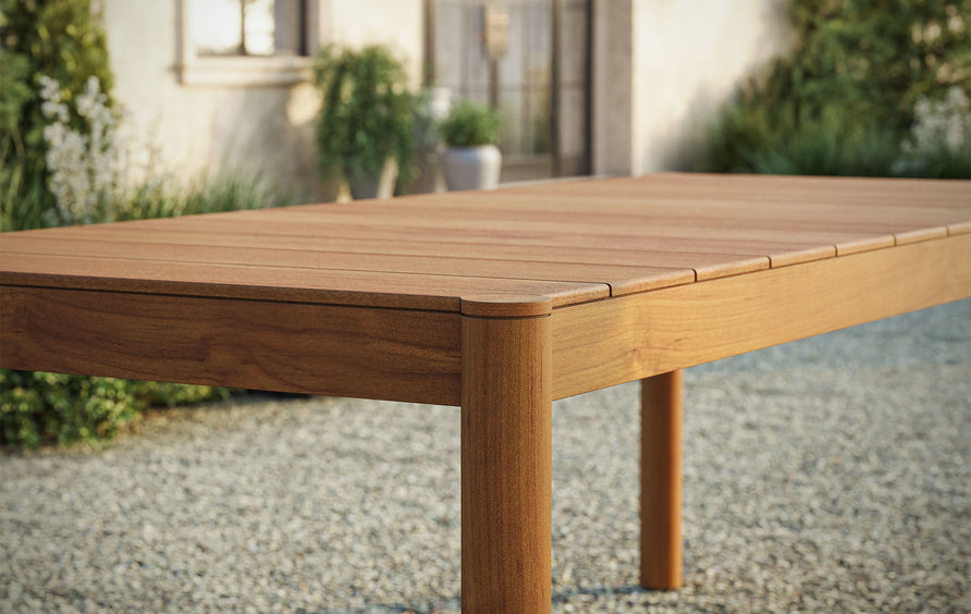 Lyric 89-Inch Outdoor Patio Teak Wood Dining Table in Natural