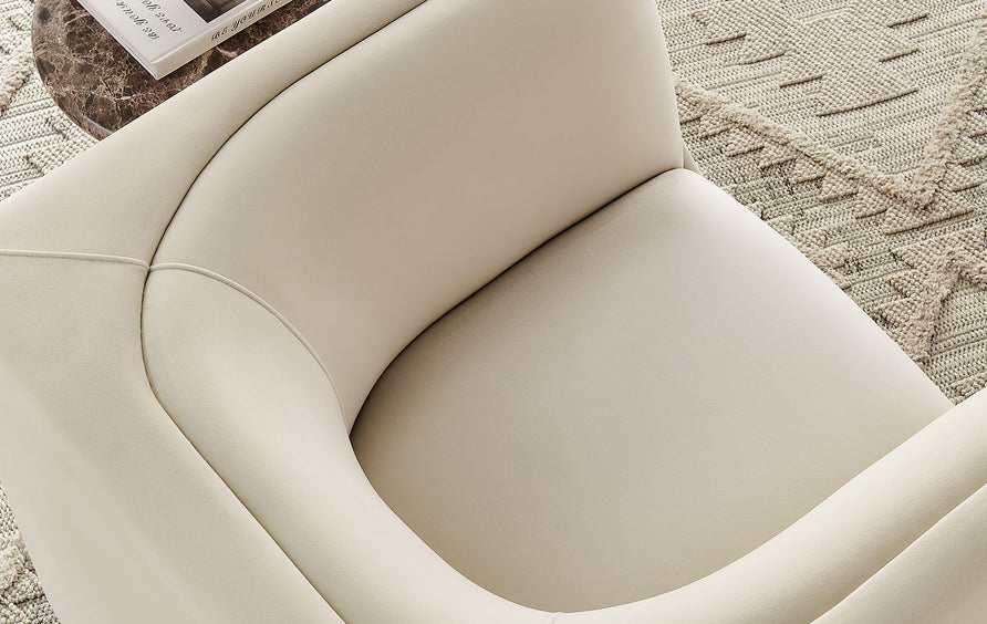 Drift Curved Back Performance Velvet Armchair in Alabaster