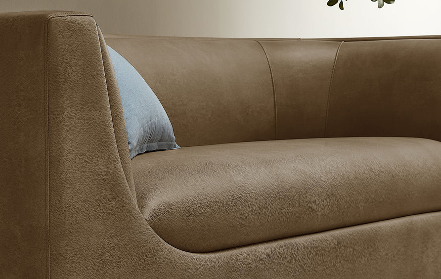 Drift 67" Curved Back Vegan Leather Loveseat in Mushroom