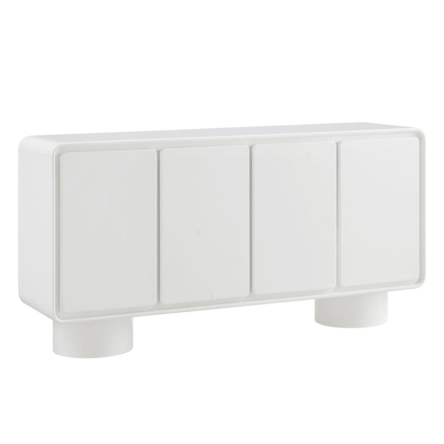 Cassia 4-Door Curved Wood Accent Cabinet in White