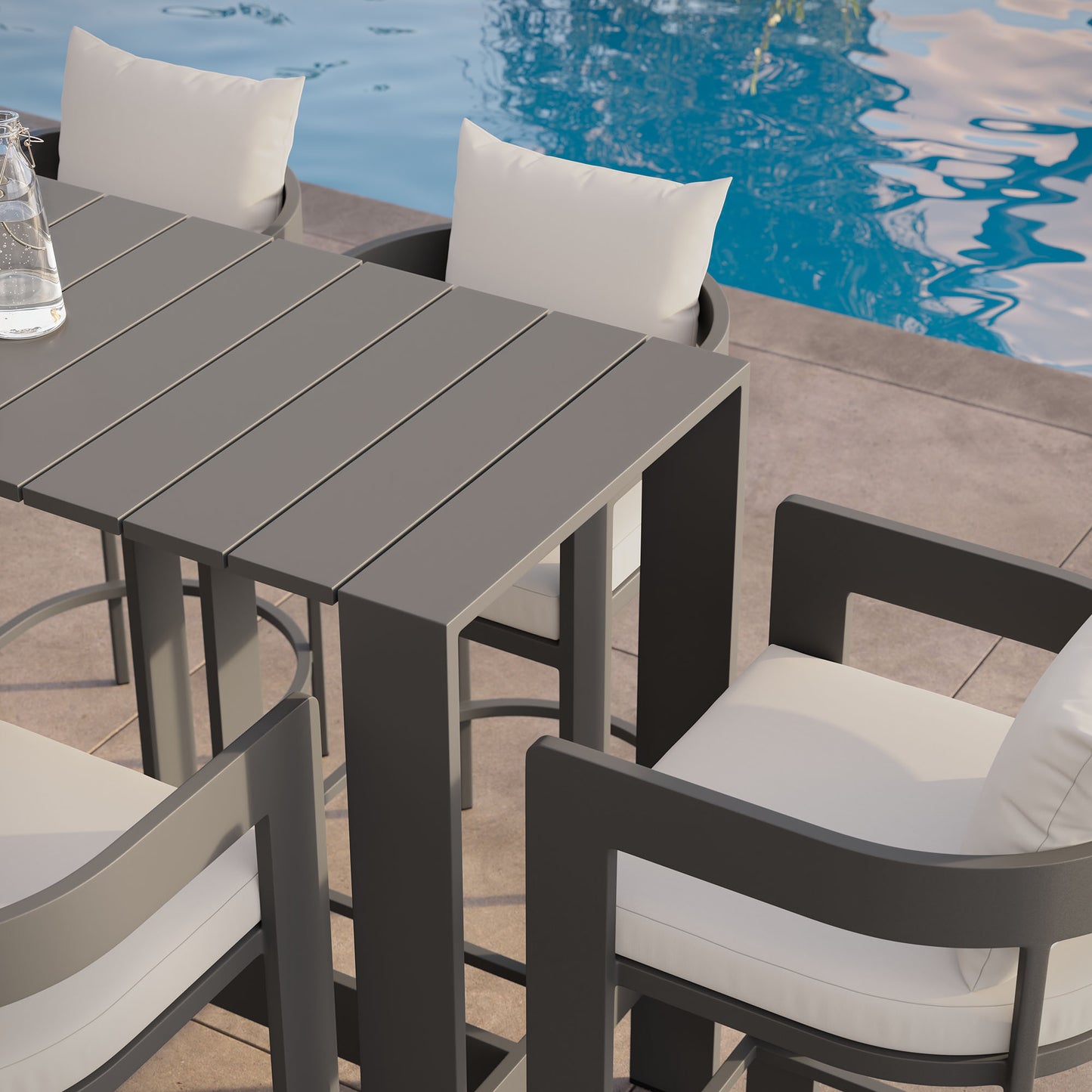 Aspen 5-Piece Outdoor Patio Bar Table Set in White