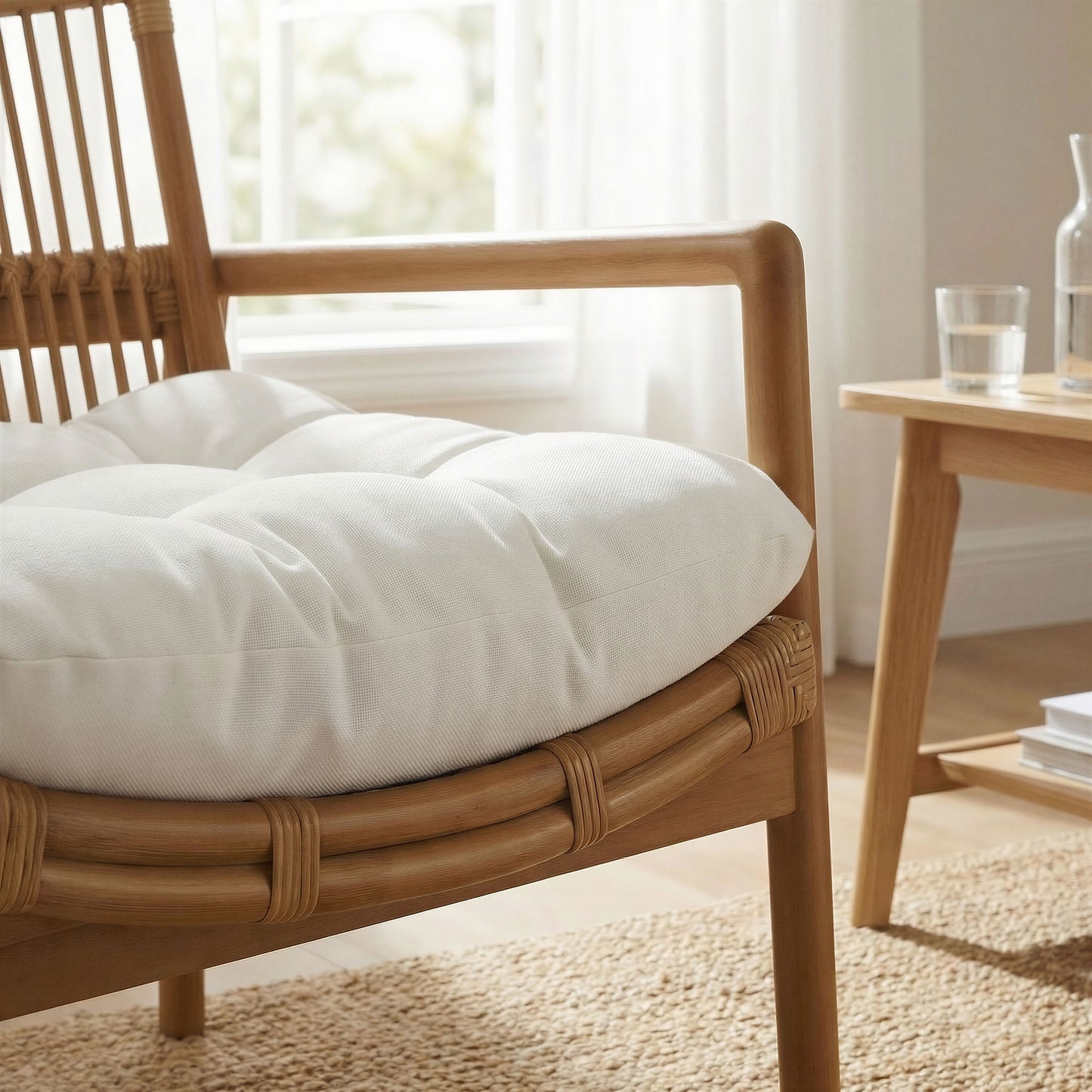 Ystad Wood Rattan Lounge Chair in Brown