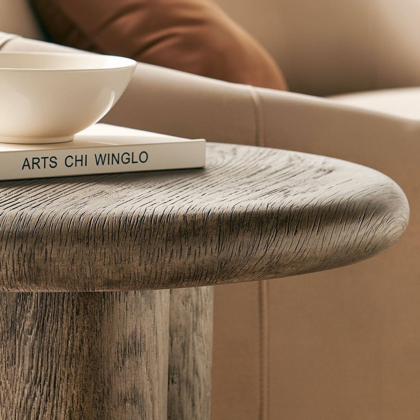 Godello 20 Inch Round Indoor and Outdoor Patio Side Table in Weathered Walnut