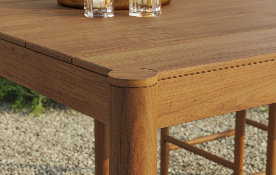 Lyric Rectangle 56-Inch Outdoor Patio Teak Wood Rectangular Bar Table in Natural