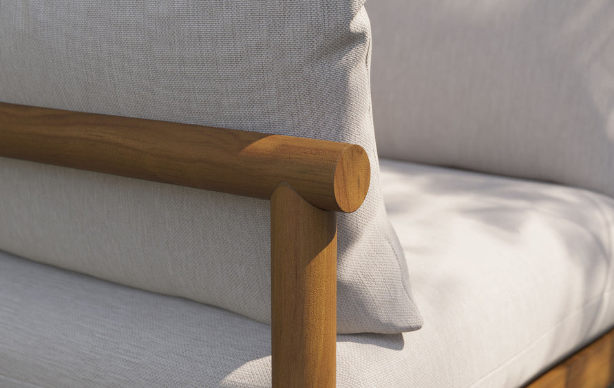 Lyric Outdoor Patio Teak Wood Armchair in Natural Sail