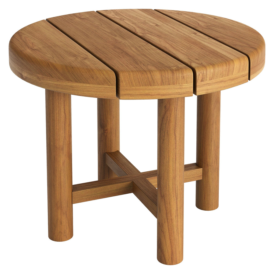 Lyric 20-Inch Round Outdoor Patio Teak Wood Side Table in Natural