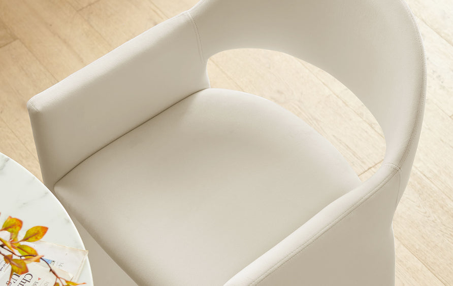 Quartz 41 Inch Performance Velvet Bar Stool in Alabaster