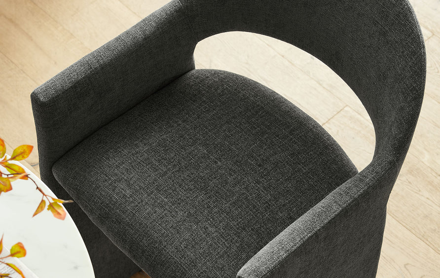 Quartz 41 Inch Upholstered Fabric Bar Stool in Charcoal