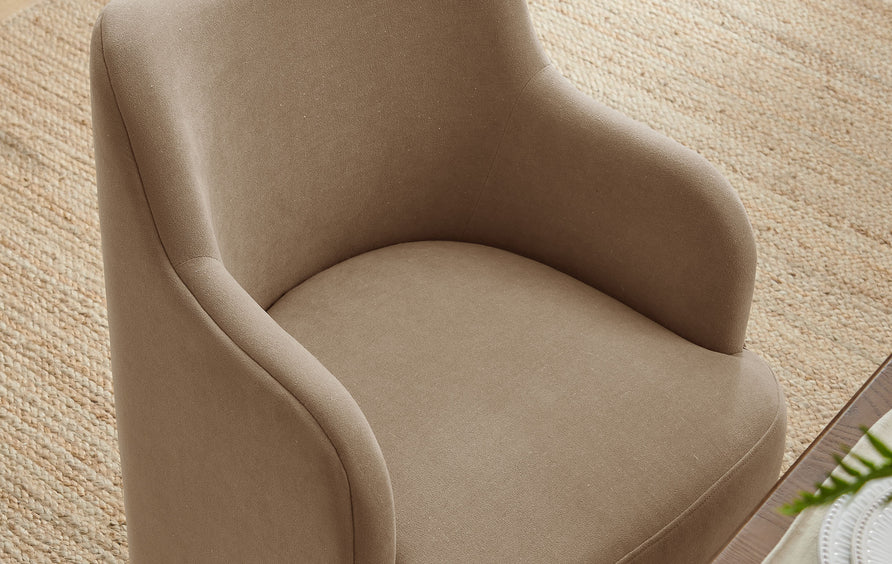 Silas Linen Blend Swivel Dining Chair in Almond