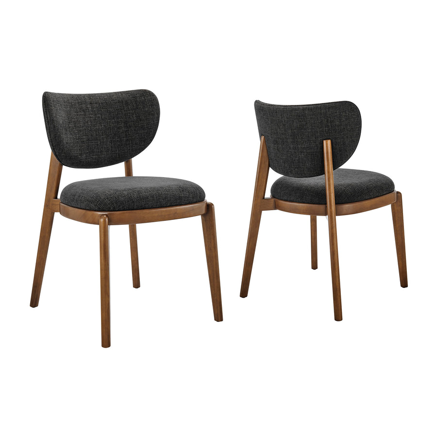 Quilla Fabric Dining Chairs Set of 2 in Ebony