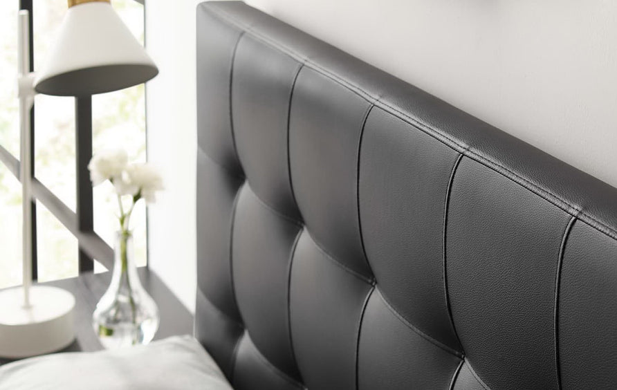 Cleo Upholstered Vinyl Queen Headboard in Black