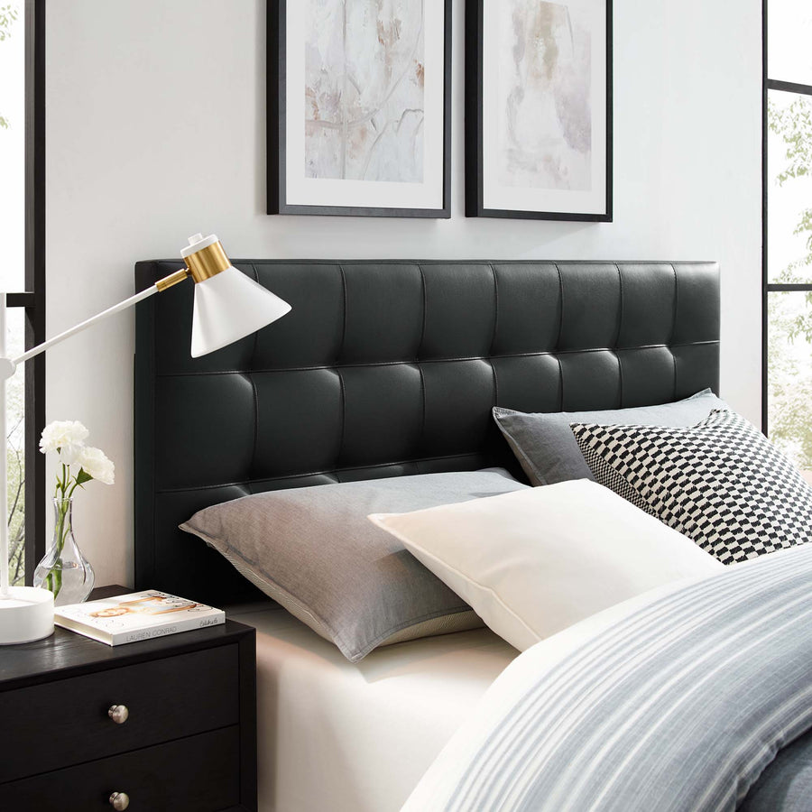 Cleo Upholstered Vinyl King Headboard in Black