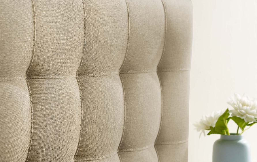 Cleo Upholstered Fabric Twin Headboard in Beige