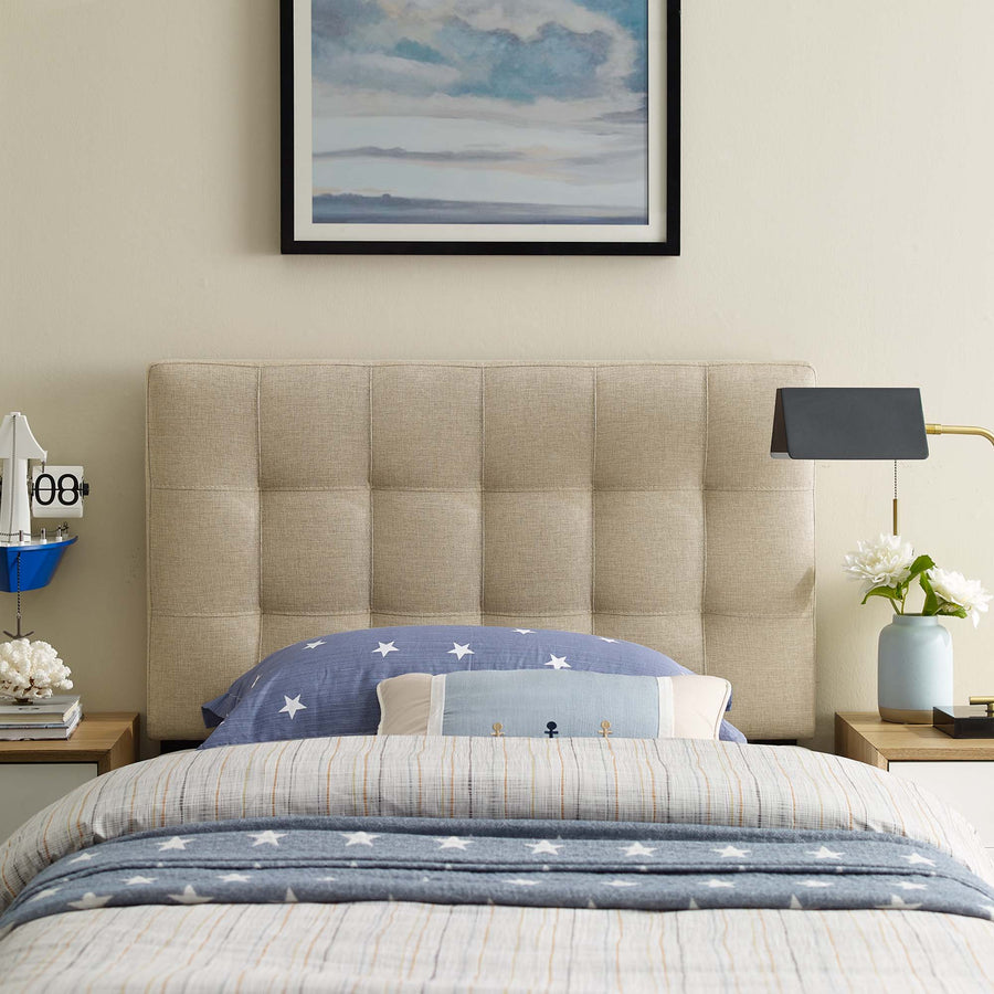 Cleo Upholstered Fabric Twin Headboard in Beige