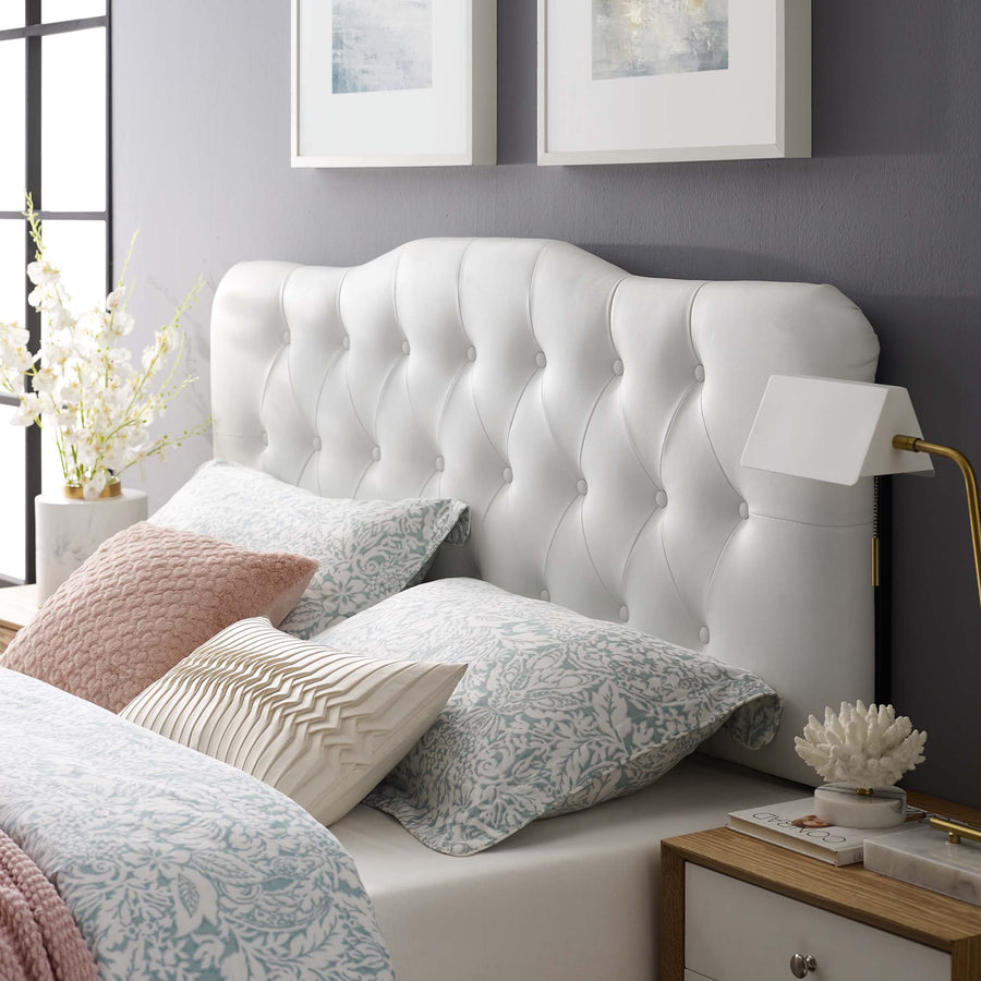 Sage Upholstered Vinyl King Headboard in White