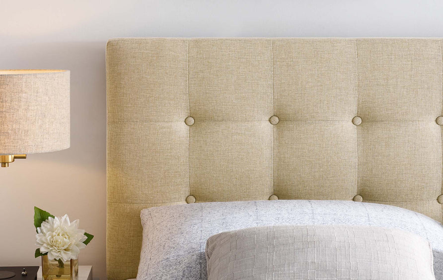 Vale Upholstered Fabric Full Headboard in Beige