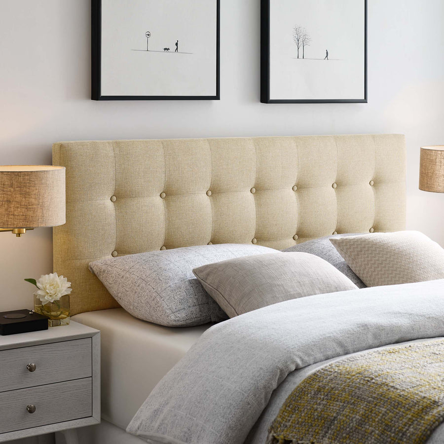 Vale Upholstered Fabric King Headboard in Beige