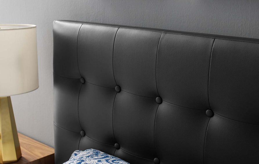 Vale Upholstered Vinyl Twin Headboard in Black