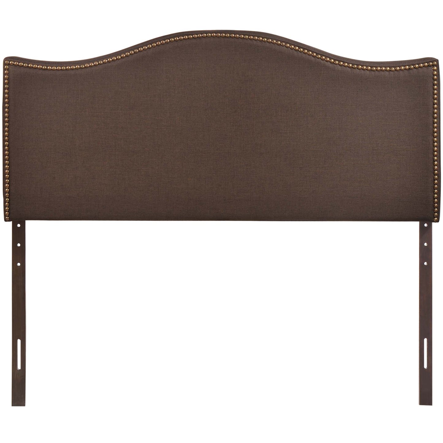 Felix Nailhead Upholstered Queen Headboard in Dark Brown