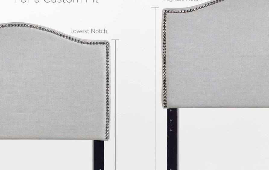 Felix Nailhead Upholstered Twin Headboard in Sky Gray
